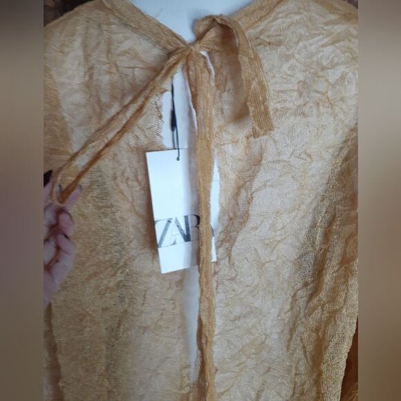 NWT Zara Elegant Gold Sheer Women's Top - Picture 6 of 16